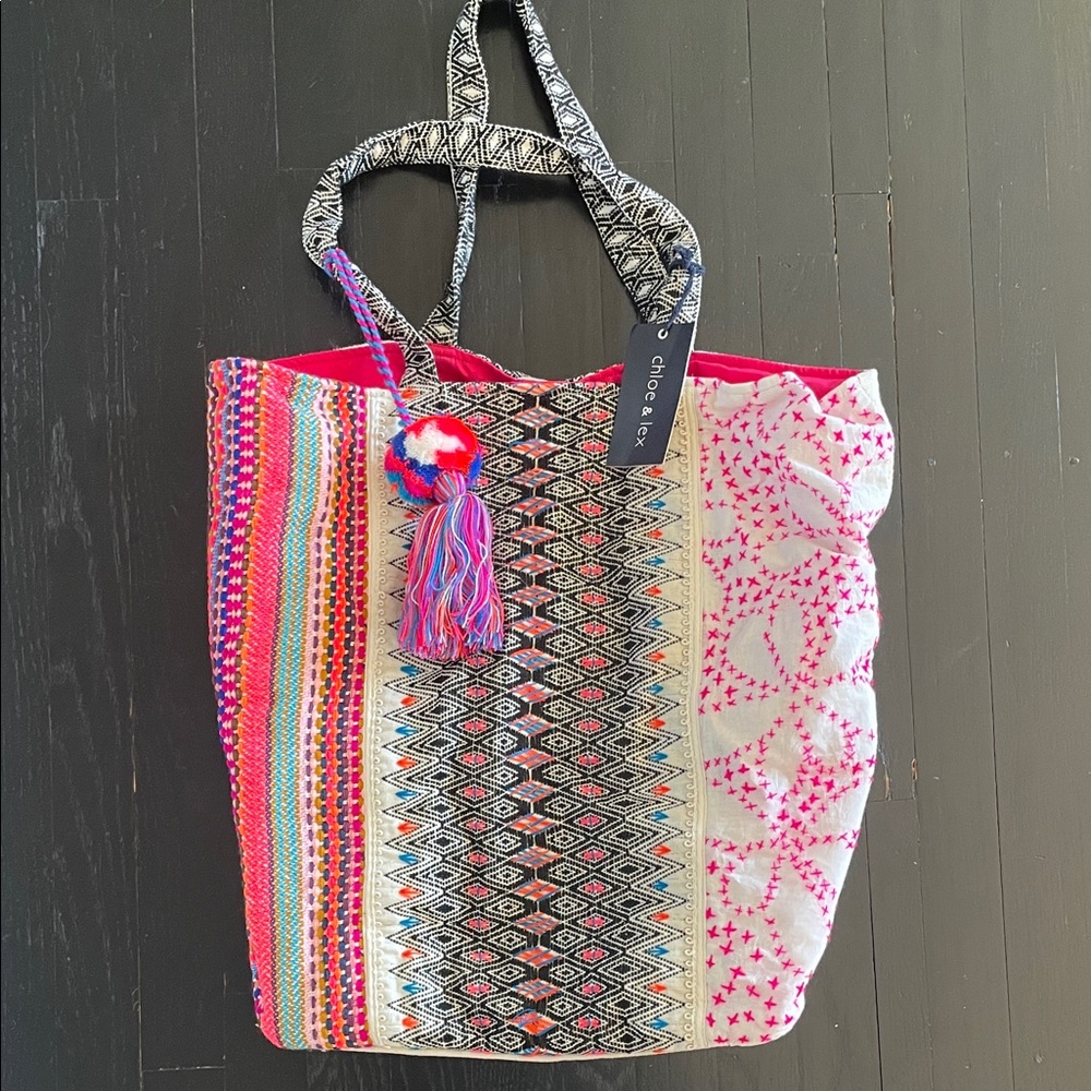 Chloe & Lex Tote Bag with Vibrant Patterns